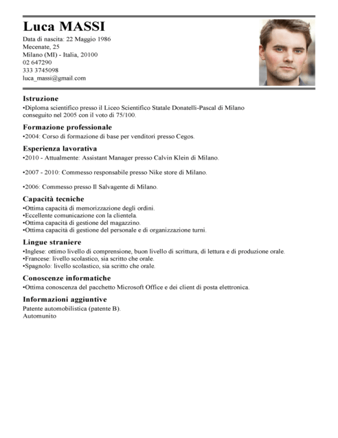 Assistant Store Manager CV full