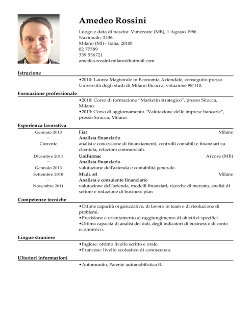 Financial Analyst CV full